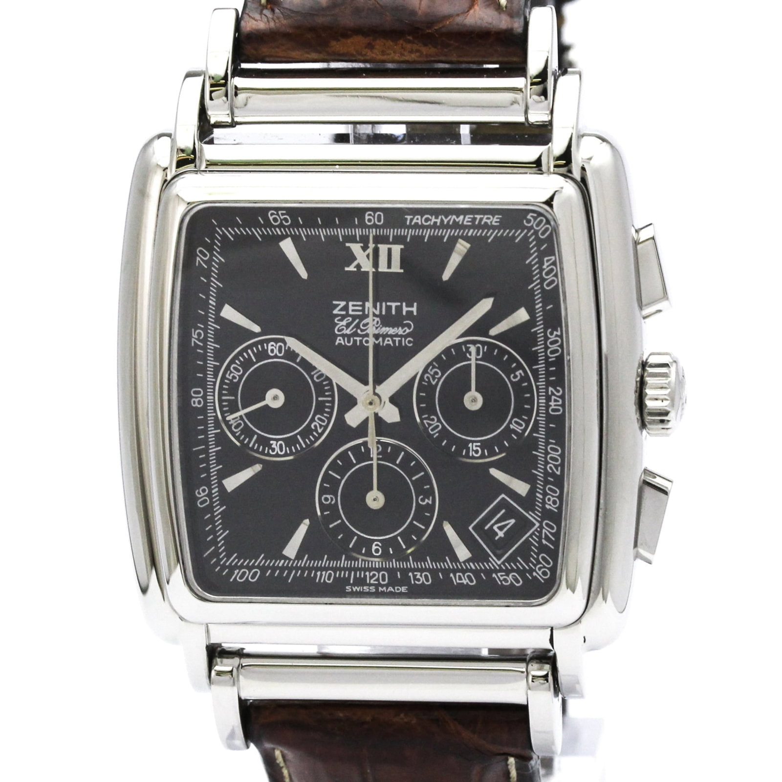 Wristwatch at Zenith: Wristwatch at Zenith The Zenith Class El Primero 01.0420.400 wristwatch boasts a sleek, sporty design with a black leather band and stainless steel case. This self-winding automatic chronograph featur