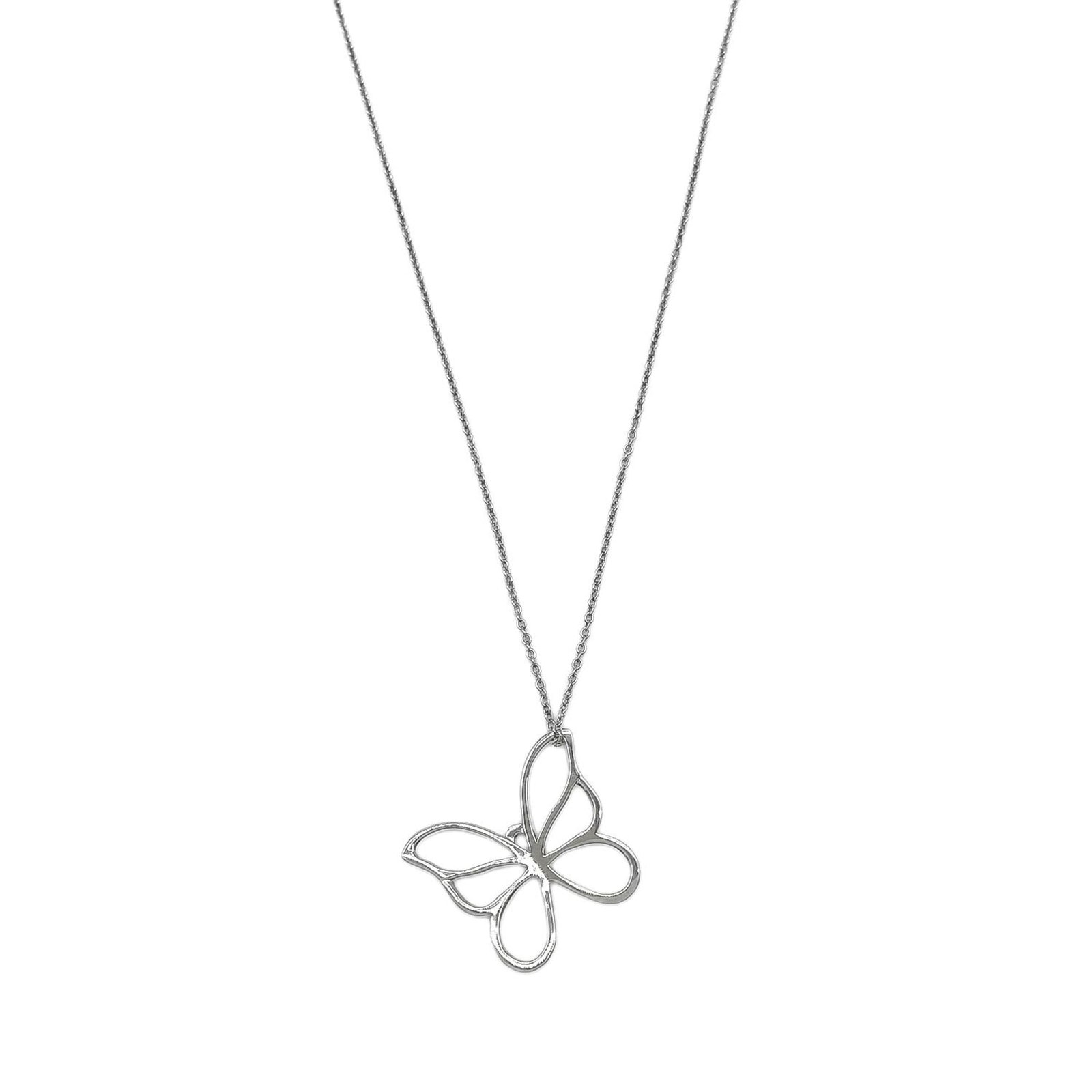 Tiffany & Co. Butterfly Necklace Sv925 Silver Women'S: Tiffany & Co. Butterfly Necklace Sv925 Silver Women'S Tiffany & Co. Butterfly Necklace in Silver 925 features a striking design with a 30mm x 30mm pendant, suspended from a chain that accommodates a