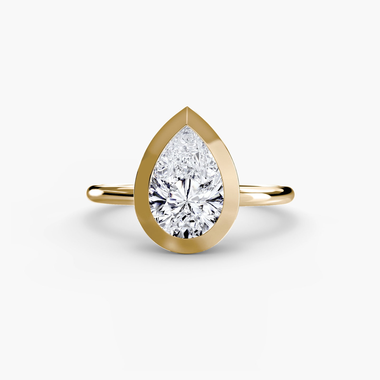 Solitaire Pear 14Kt Yellow Gold Ring Setting - 2