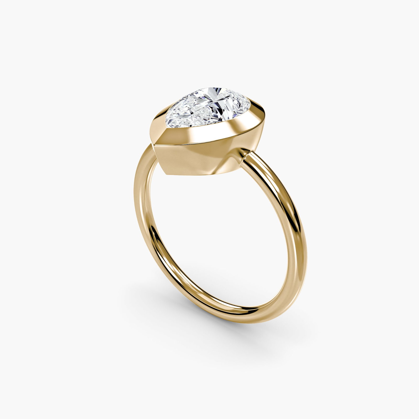 Solitaire Pear 14Kt Yellow Gold Ring Setting - 5