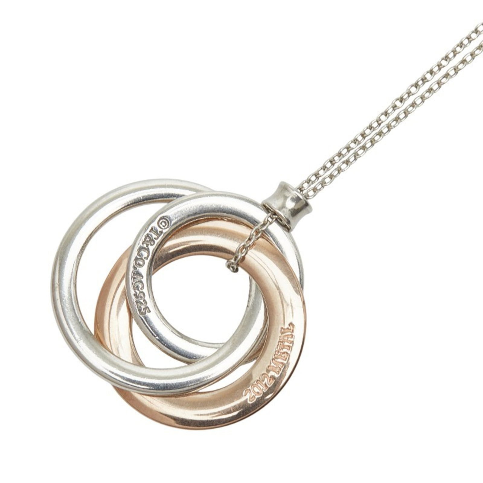 Triple Circle Necklace in Silver Bronze with Rubedo Metal, Tiffany & Co. for Women's: Triple Circle Necklace in Silver Bronze with Rubedo Metal, Tiffany & Co. for Women's Silver and bronze tones come together in the Triple Circle Necklace, crafted from 925 silver with a touch of