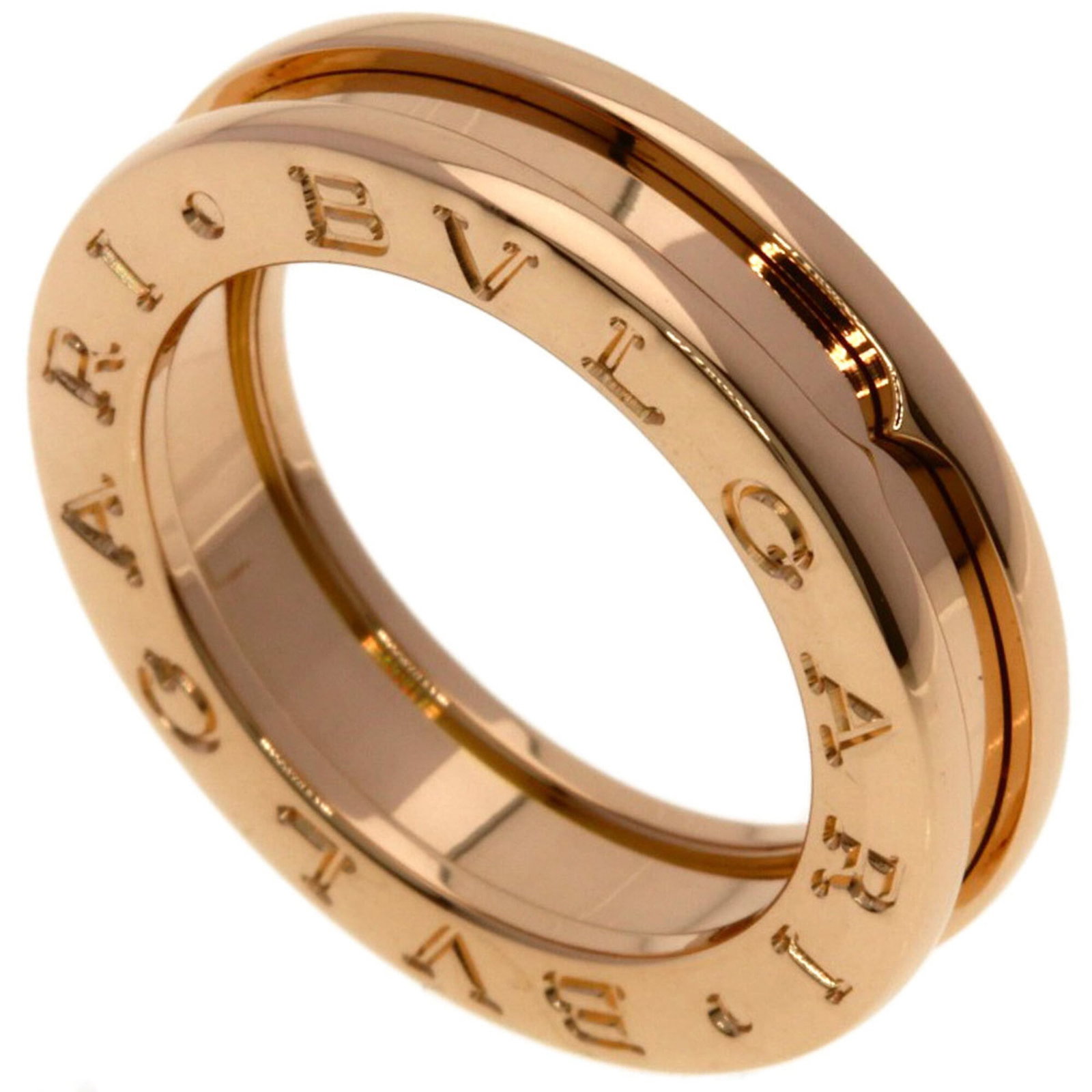 Bvlgari Band Ring Pink Gold (18K): Bvlgari Band Ring Pink Gold (18K) Pink gold (18K) Bvlgari band ring, featuring a sleek and modern design with a width of 4.7mm, available in US size 4 and JP size 7. This elegant piece is crafted