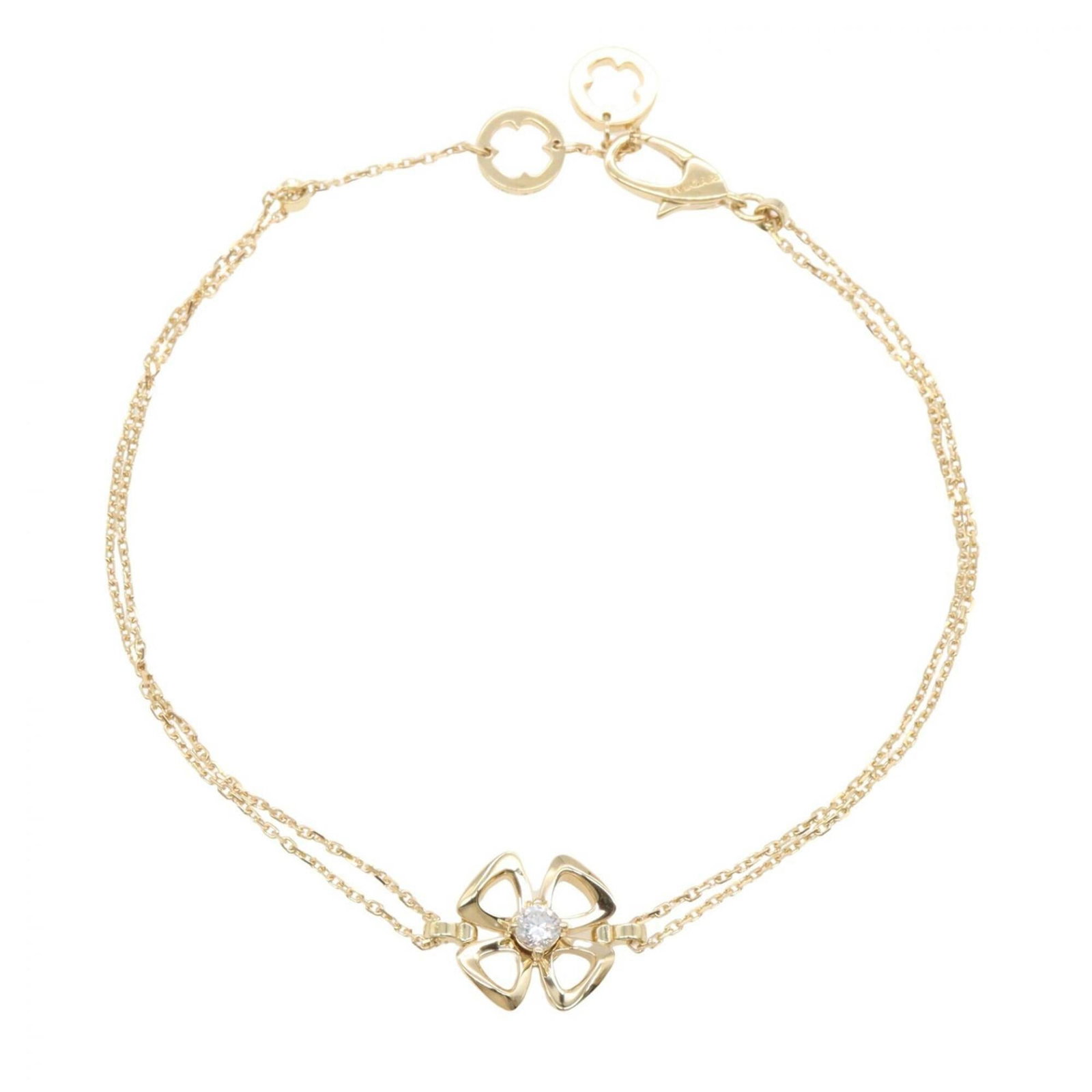 Bvlgari Charm Bracelet Yellow Gold (18K): Bvlgari Charm Bracelet Yellow Gold (18K) Yellow gold (18K) charm bracelet from Bvlgari, featuring clear and gold details, measures 19cm in length. This elegant piece showcases the brand's signature