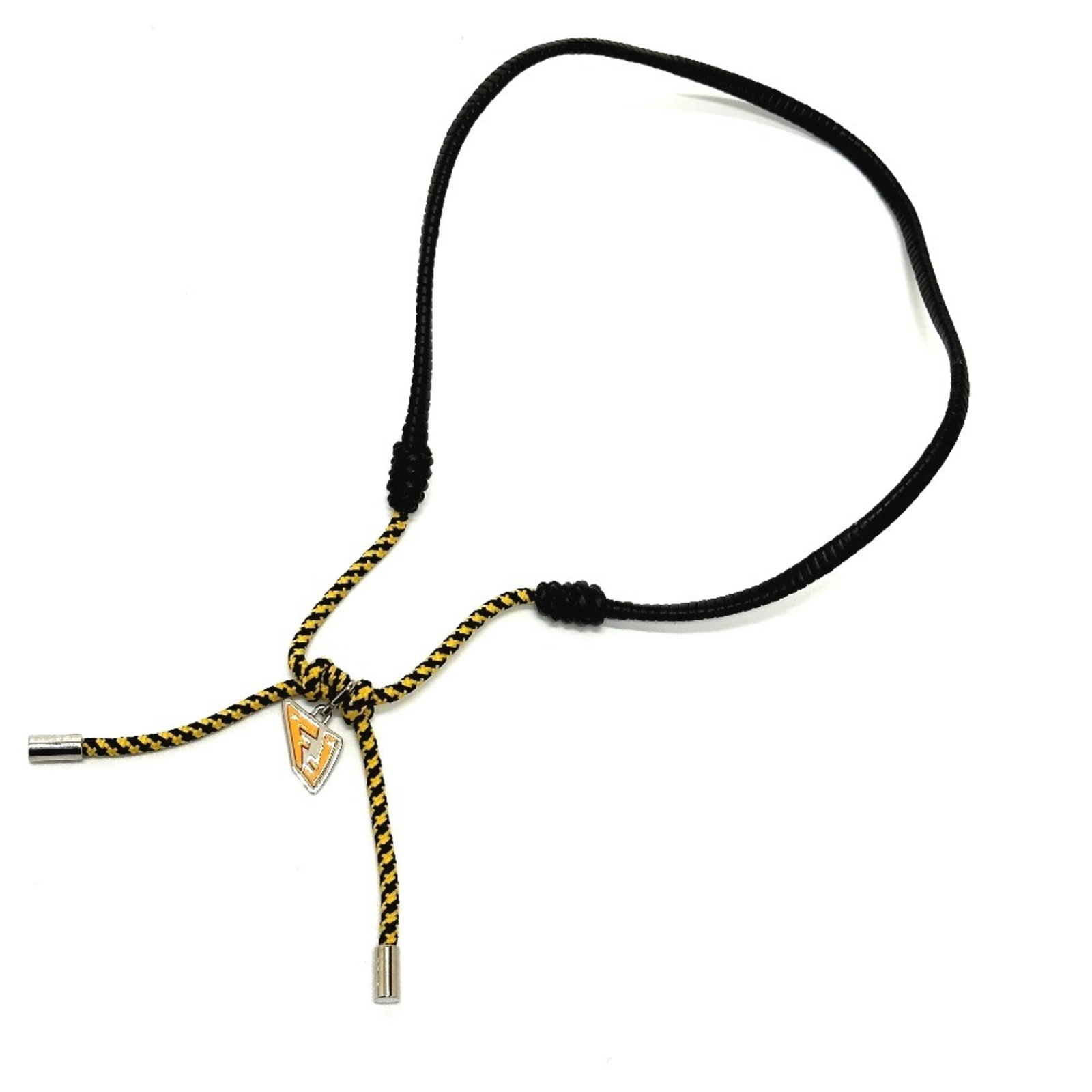 Fendi Ff Vertigo Choker Necklace In Black Leather And Polyester For Men: Fendi Ff Vertigo Choker Necklace In Black Leather And Polyester For Men Fendi's Ff Vertigo Choker Necklace in black leather and polyester for men features a striking design with bold colors. The
