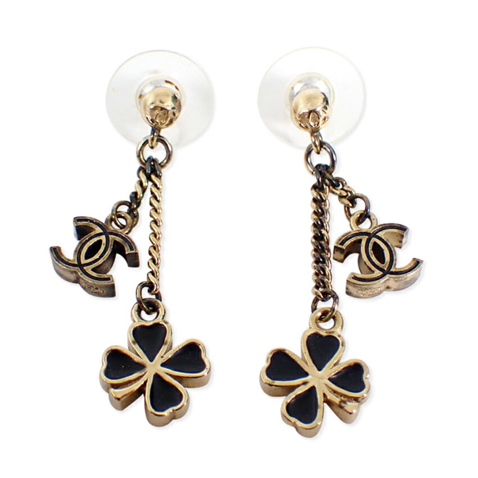 Chanel Drop Earrings Gold Plating: Chanel Drop Earrings Gold Plating Gold plating accents add a touch of luxury to these Chanel drop earrings, which come in a beautifully presented box and dust bag. The item's gold plating material