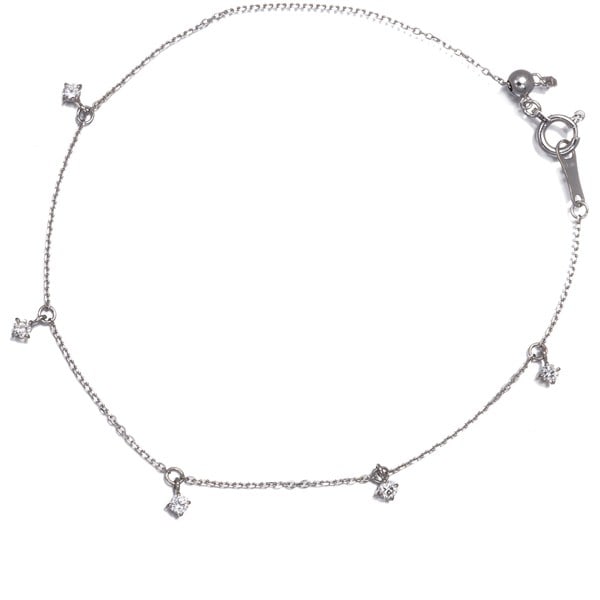 Ponte Vecchio Bracelet Diamond 0.15Ct Station 18K 750 White Gold: Ponte Vecchio Bracelet Diamond 0.15Ct Station 18K 750 White Gold Station 18K 750 White Gold Diamond Bracelet with a natural 0.15ct diamond, crafted in 4.5 x 2.5mm design, features an adjustable inner 