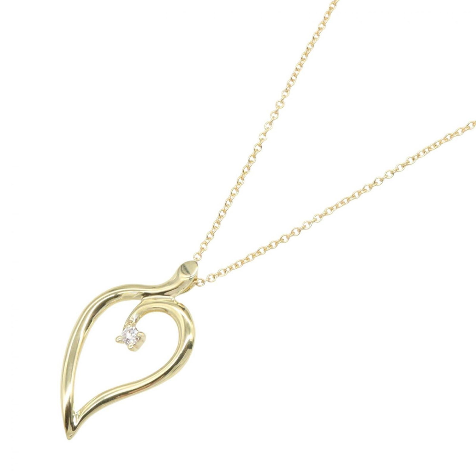 Women's Gold Tone Tiffany & Co Diamond Leaf Necklace Yellow Gold 18K Clear: Women's Gold Tone Tiffany & Co Diamond Leaf Necklace Yellow Gold 18K Clear Tiffany & Co's iconic diamond leaf necklace shines in 18K yellow gold, featuring a clear and sparkling diamond pendant. The