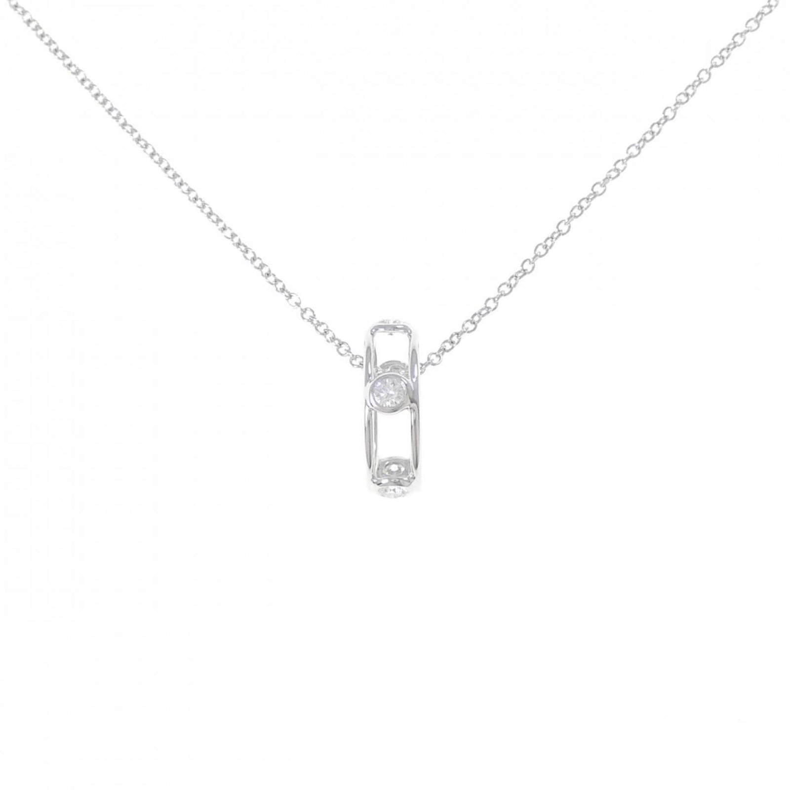 Double Wire Necklace by Tiffany: Double Wire Necklace by Tiffany Double-wire construction adds an edgy touch to this elegant white gold necklace featuring a stunning diamond pendant. The 40 cm chain length provides a versatile fit,