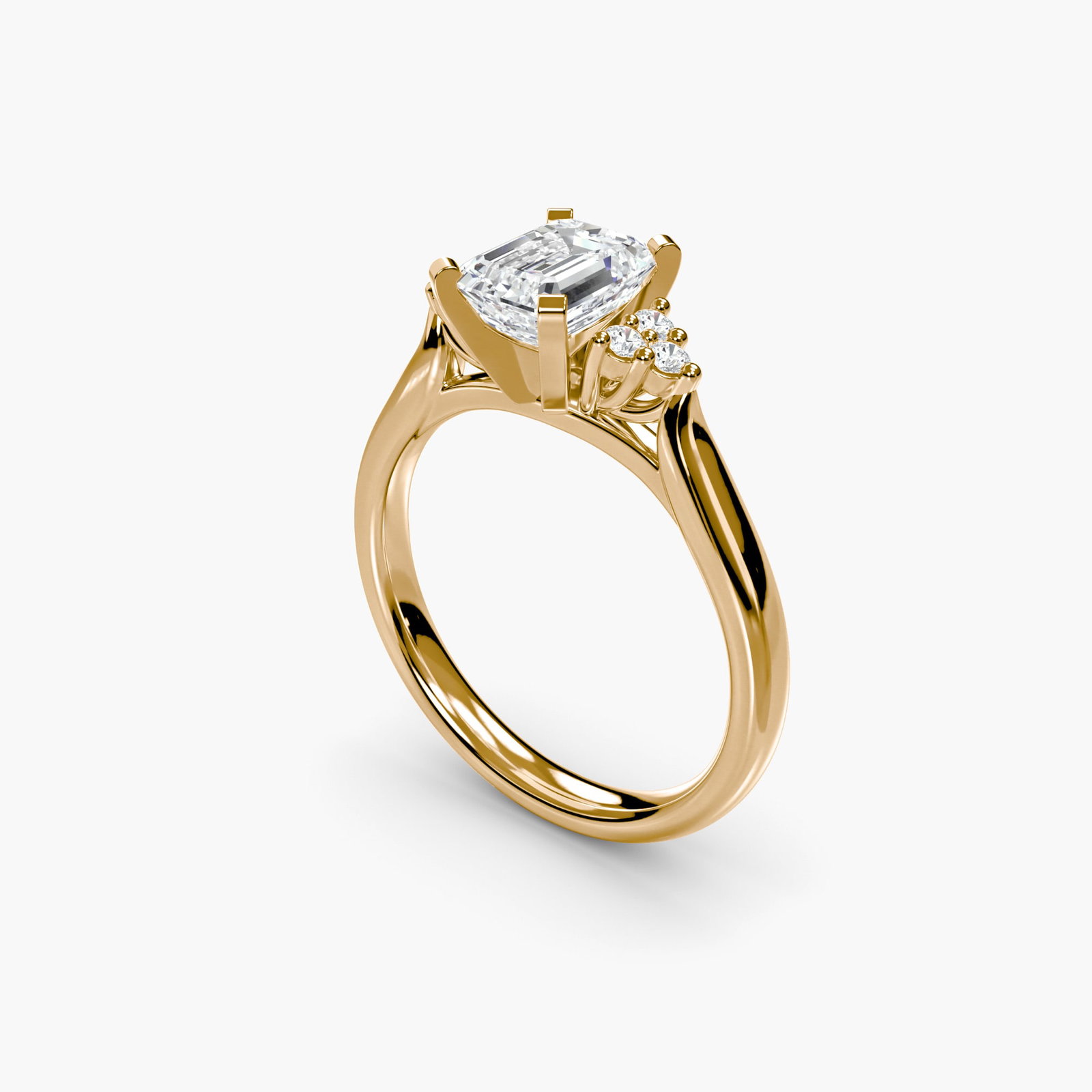 Solitaire Emerald 14Kt Yellow Gold Ring Setting - 5