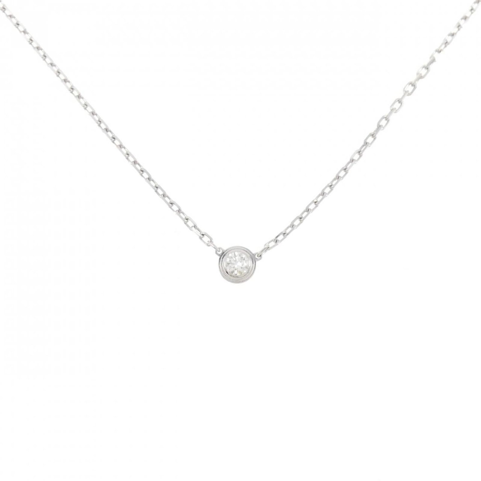 Small necklace by Cartier: Small necklace by Cartier Small Cartier necklace featuring white gold (18K) and a diamond pendant, available in sizes 38 cm - 41 cm. The necklace boasts a classic design with a 4.4mm x 4.4mm diamond
