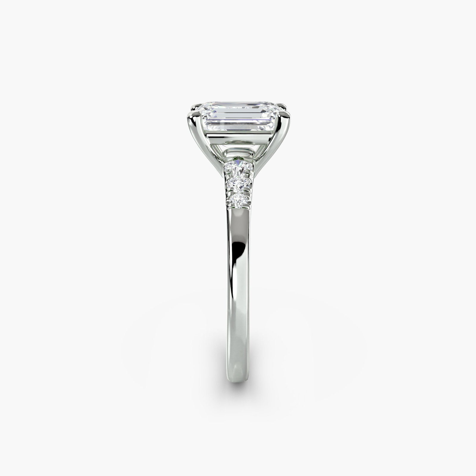 Solitaire Emerald 950 Platinum Ring Setting - 3