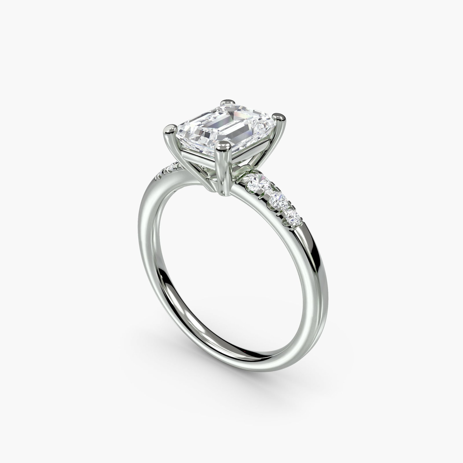 Solitaire Emerald 950 Platinum Ring Setting - 5