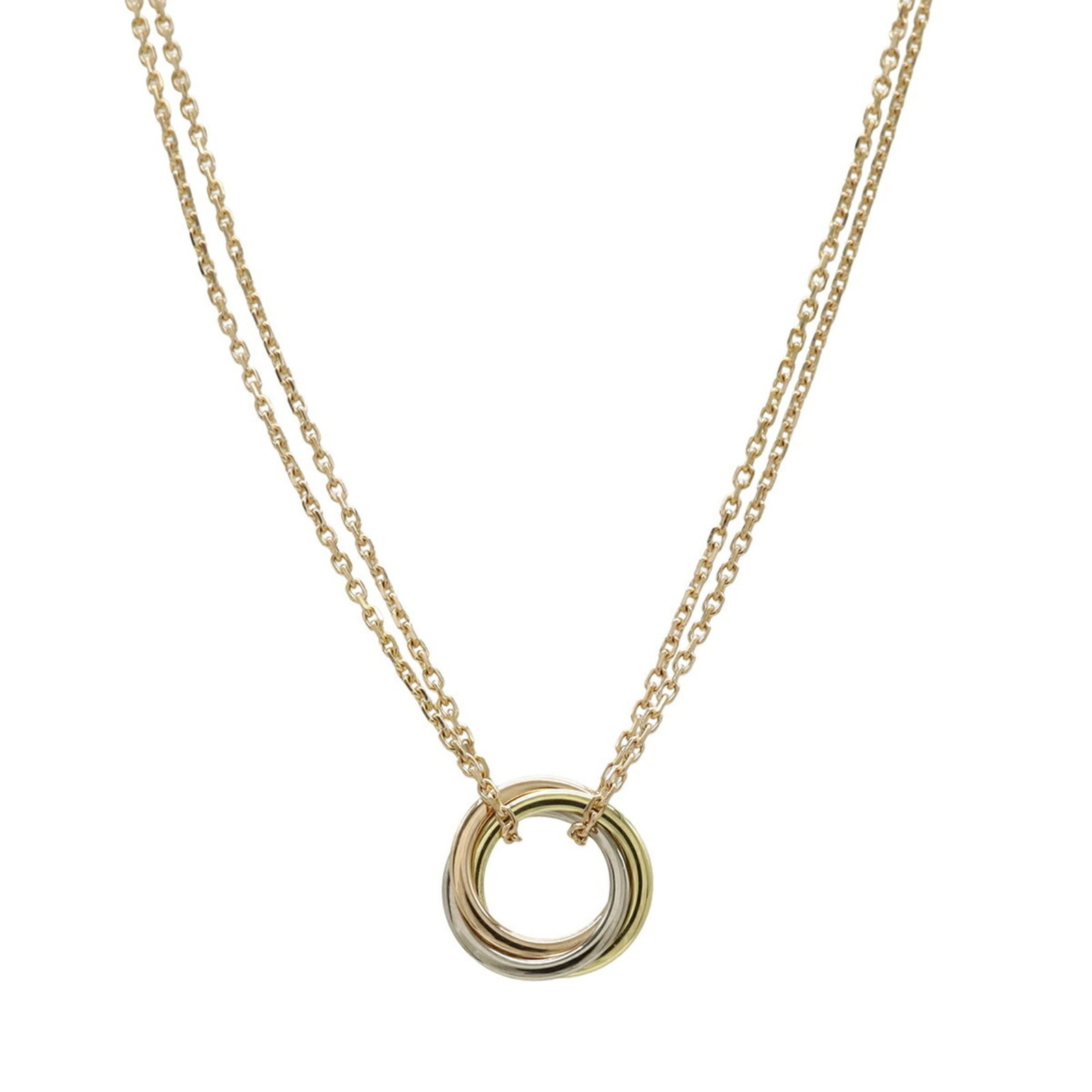 Cartier Yellow Gold 18Kpg Wg Gold Necklace 3 Colors Cartier Double Chain Mini Trinity Pendant (1 of 8)