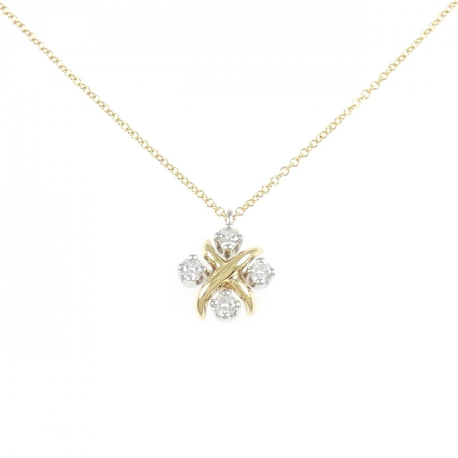 Ling Necklace by Tiffany Co: Ling Necklace by Tiffany Co Tiffany Co's Ling Necklace boasts a stunning diamond pendant set against a platinum and yellow gold (18K) backdrop, showcasing exceptional craftsmanship. The necklace featu