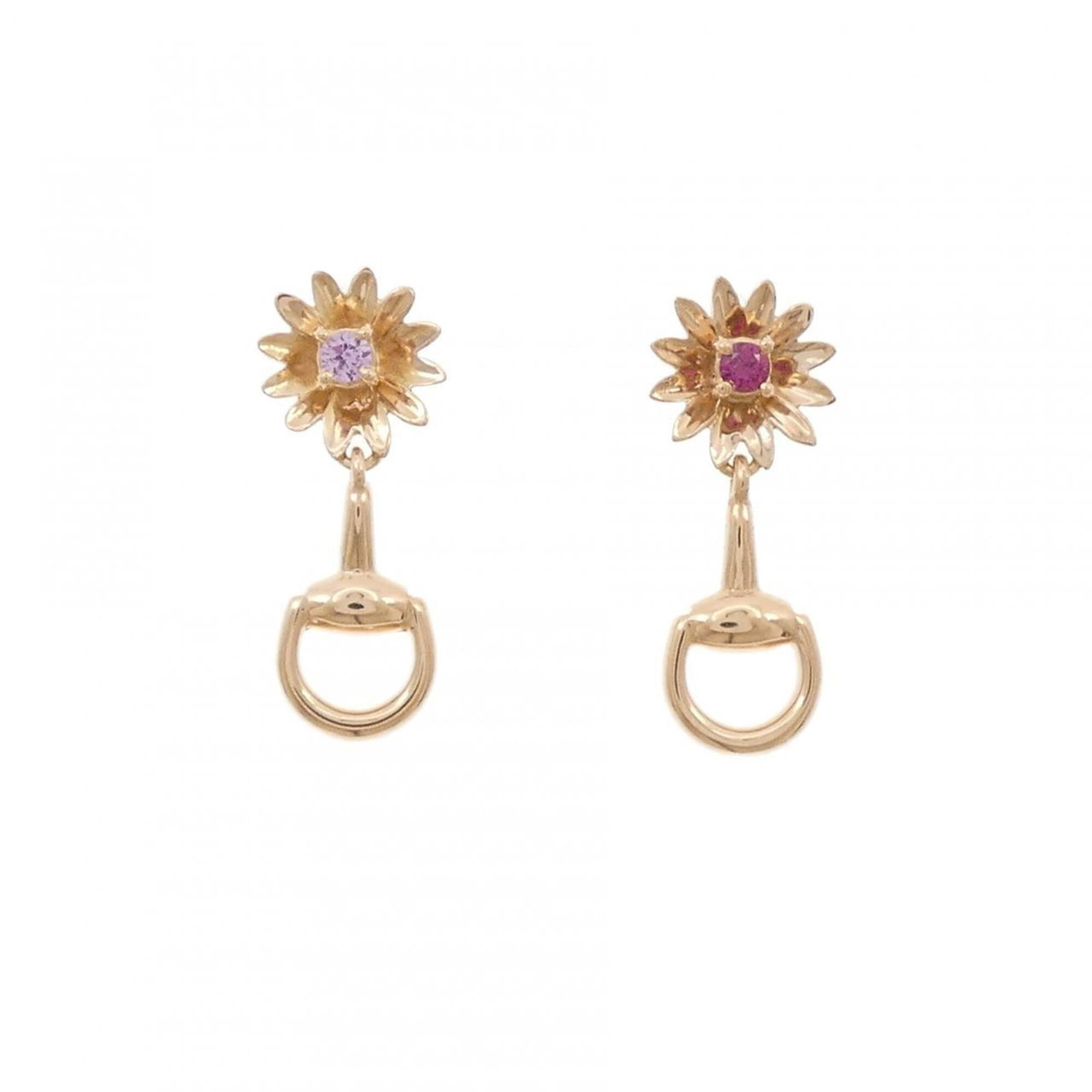 Pink Gold Stud Earrings 18K: Pink Gold Stud Earrings 18K Pink gold (18K) stud earrings featuring a ruby and sapphire stone, measuring 18.30mm x 7.20mm / 0.72'' x 0.28''. The 18K pink gold material gives these earrings a