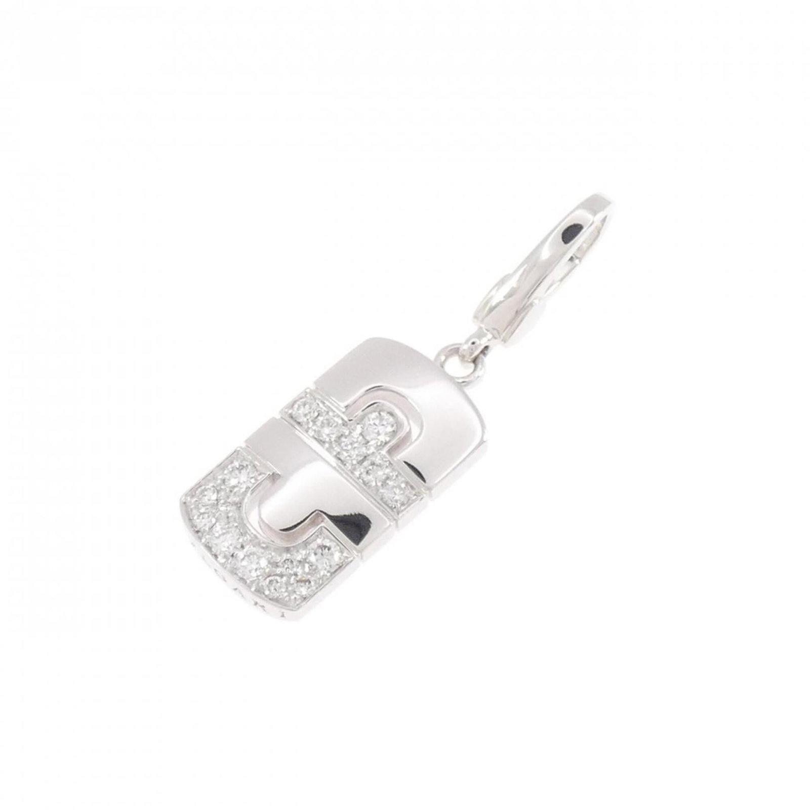 White Gold 18K Necklace Charm Bvlgari: White Gold 18K Necklace Charm Bvlgari Bvlgari's iconic charm necklace features a striking white gold (18K) design, measuring 33.60mm x 10.30mm / 1.32'' x 0.41''. This elegant charm boasts the
