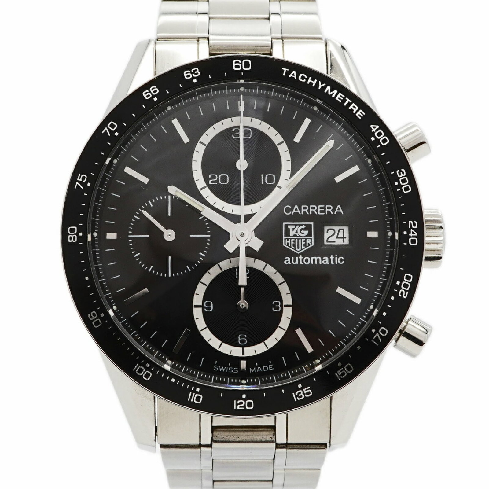Wristwatch From Tag: Wristwatch From Tag Stainless steel band and black dial make for a sleek and modern look. This self-winding automatic wristwatch features a 41mm case diameter, perfect for those with medium to large w