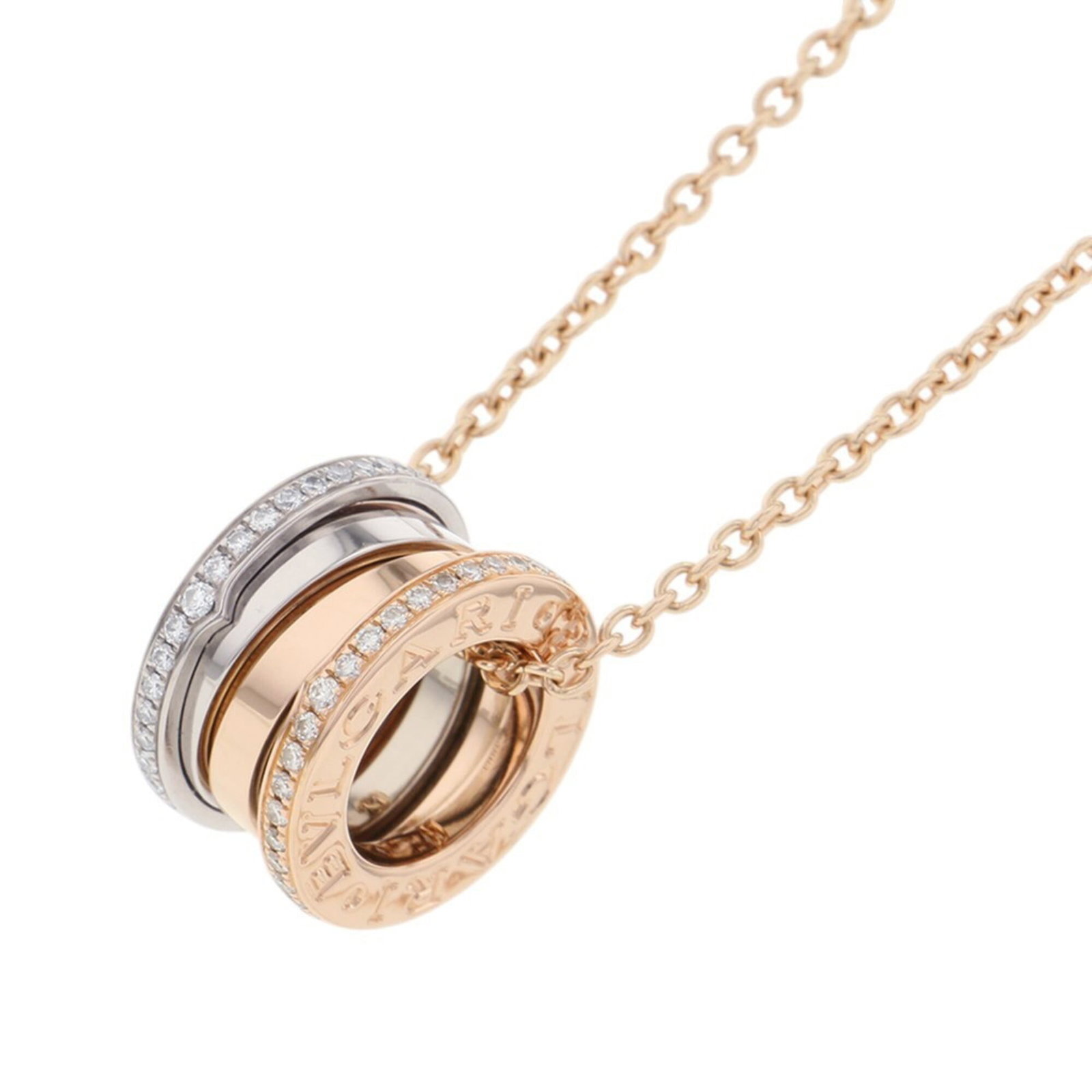Bvlgari B-Zero1 Perfect Mistake Diamond Necklace 18Kpg (Pink Gold) & 18Kwg (White: Bvlgari B-Zero1 Perfect Mistake Diamond Necklace 18Kpg (Pink Gold) & 18Kwg (White Pink gold and white gold come together in the Bvlgari B-Zero1 Perfect Mistake Diamond Necklace, featuring a striking