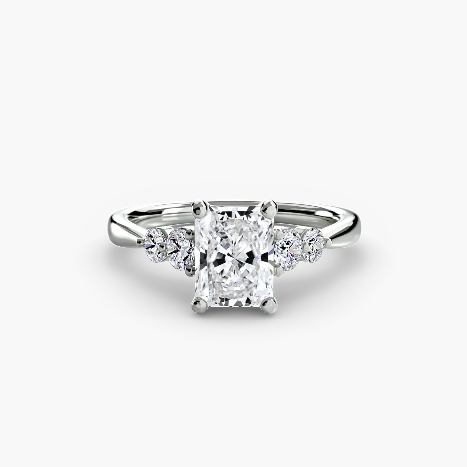 Solitaire Radiant 18Kt White Gold Ring Setting - 2