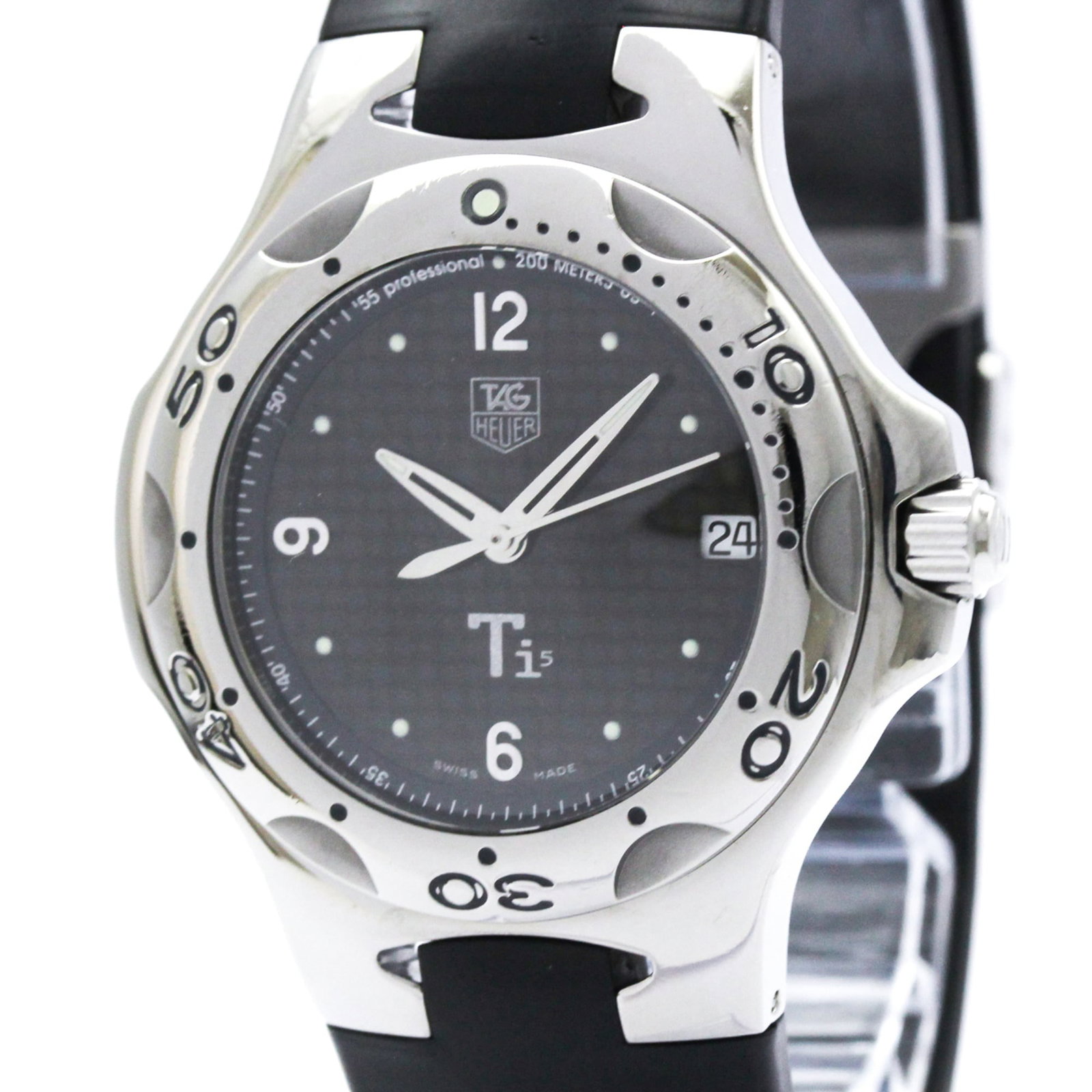 Wristwatch From Tag: Wristwatch From Tag Titanium case and rubber band provide a sporty look, while the black dial adds a sleek touch. This Tag Heuer Kirium watch features a quartz movement and date function, making it a