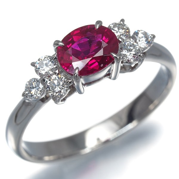 Ruby 0.764Ct Diamond 0.26Ct Ring 900 Platinum - 2
