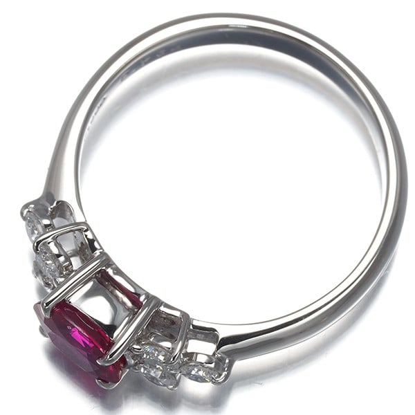 Ruby 0.764Ct Diamond 0.26Ct Ring 900 Platinum - 3