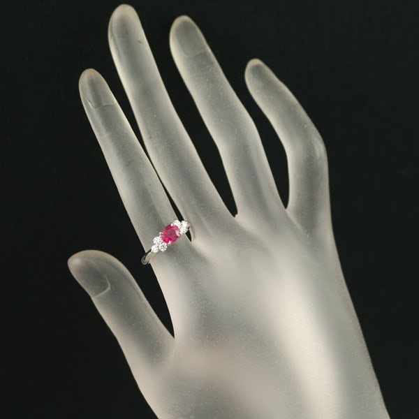 Ruby 0.764Ct Diamond 0.26Ct Ring 900 Platinum - 4
