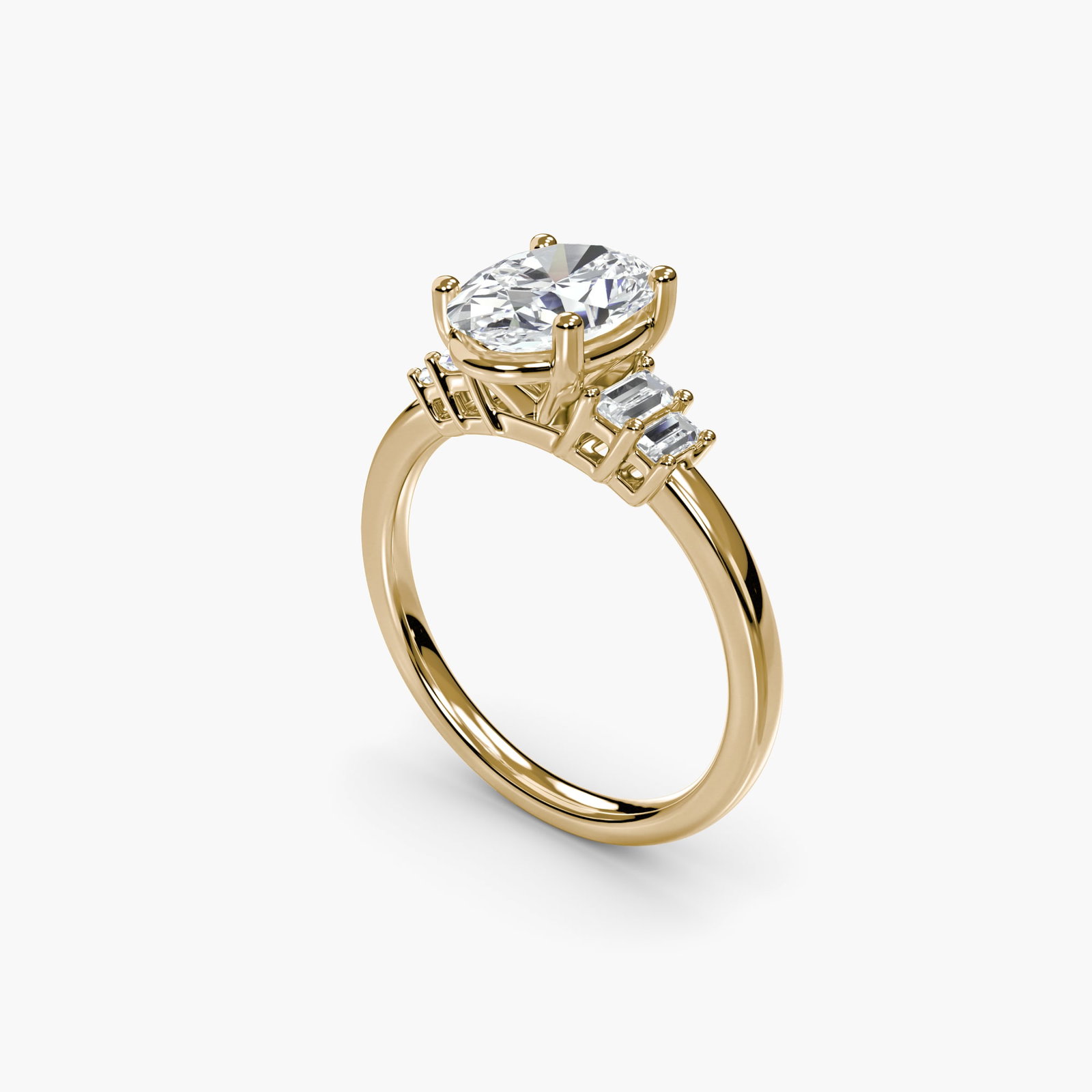 Solitaire Oval 18Kt Yellow Gold Ring Setting - 5