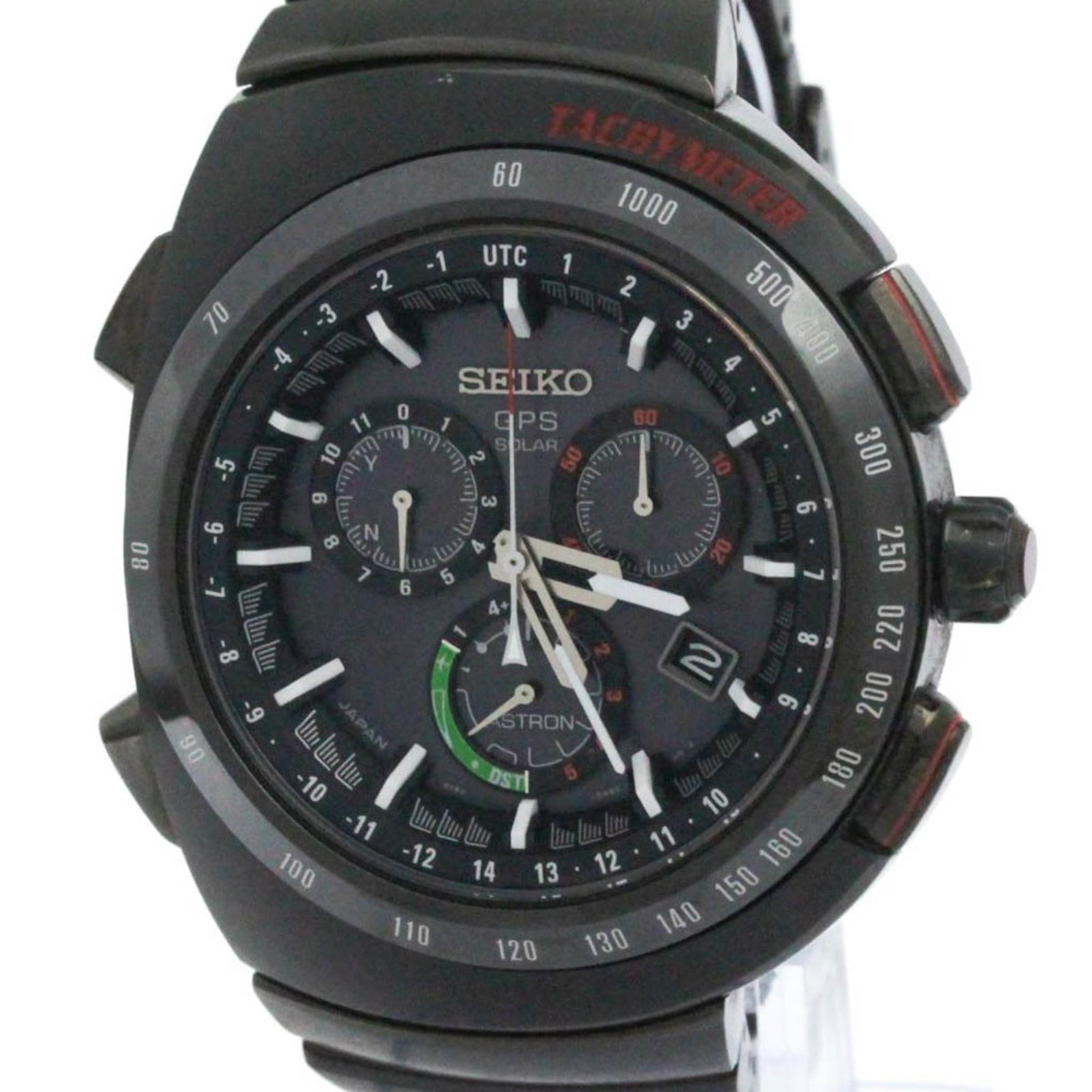 Wristwatch by Seiko: Wristwatch by Seiko Ceramic and titanium construction provides durability, while the black dial offers a sleek aesthetic. This Seiko Astron wristwatch features GPS solar technology for added convenien