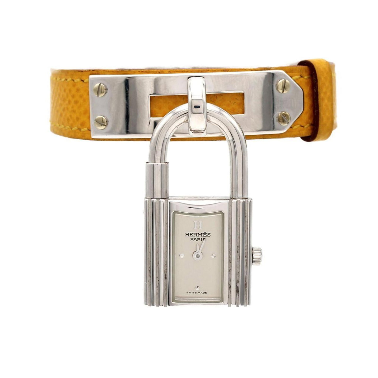 Hermes Wristwatch: Hermes Wristwatch Silver case with a silver dial, this Hermes wristwatch measures 20mm in diameter and features a quartz movement. The watch's sleek design makes it a stylish accessory for everyday we