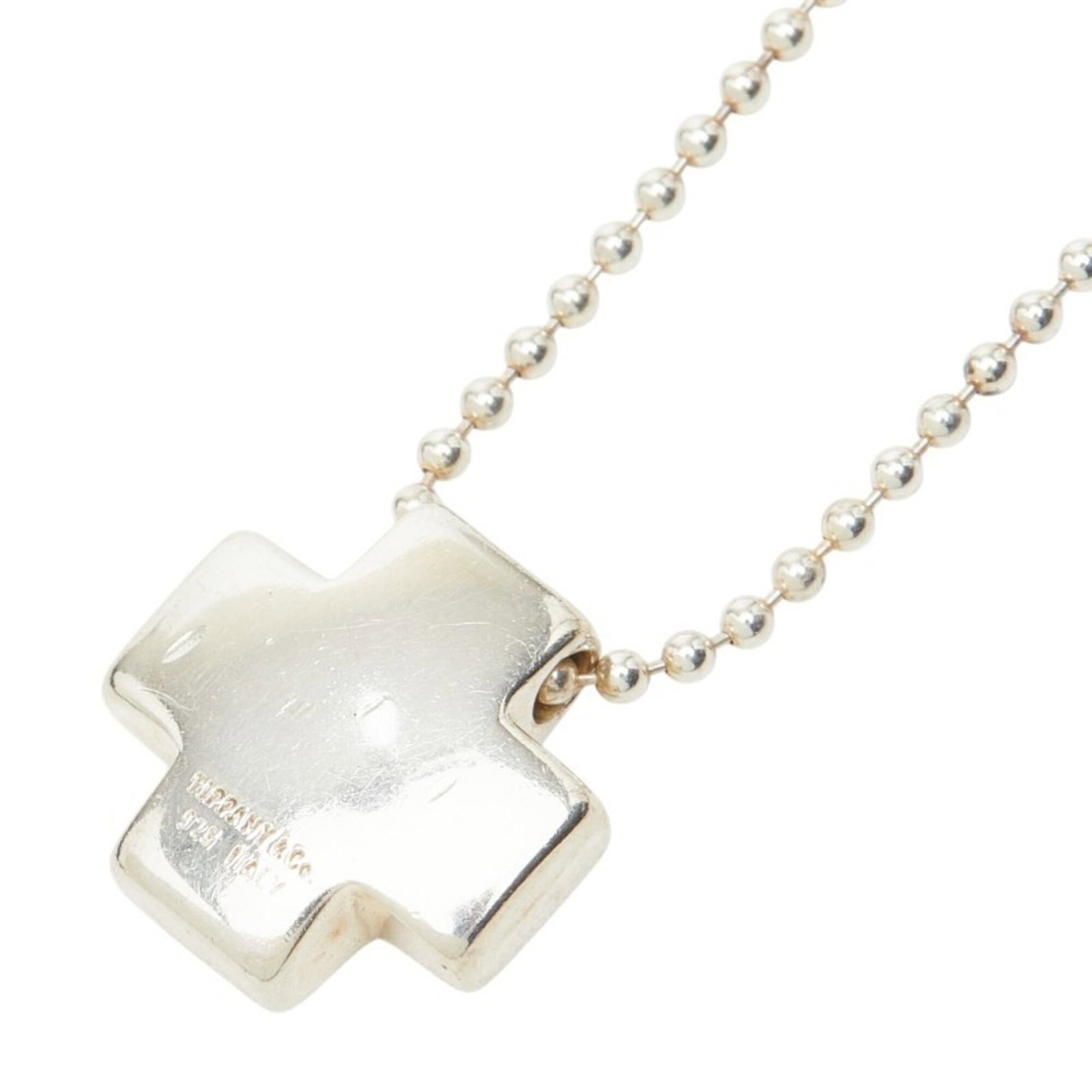 Women's Roman Cross Ball Chain Pendant Necklace Tiffany Co. Sv925 Silver.: Women's Roman Cross Ball Chain Pendant Necklace Tiffany Co. Sv925 Silver. Tiffany & Co.'s sterling silver Roman Cross Ball Chain Pendant Necklace is a timeless piece, featuring a sleek design with a