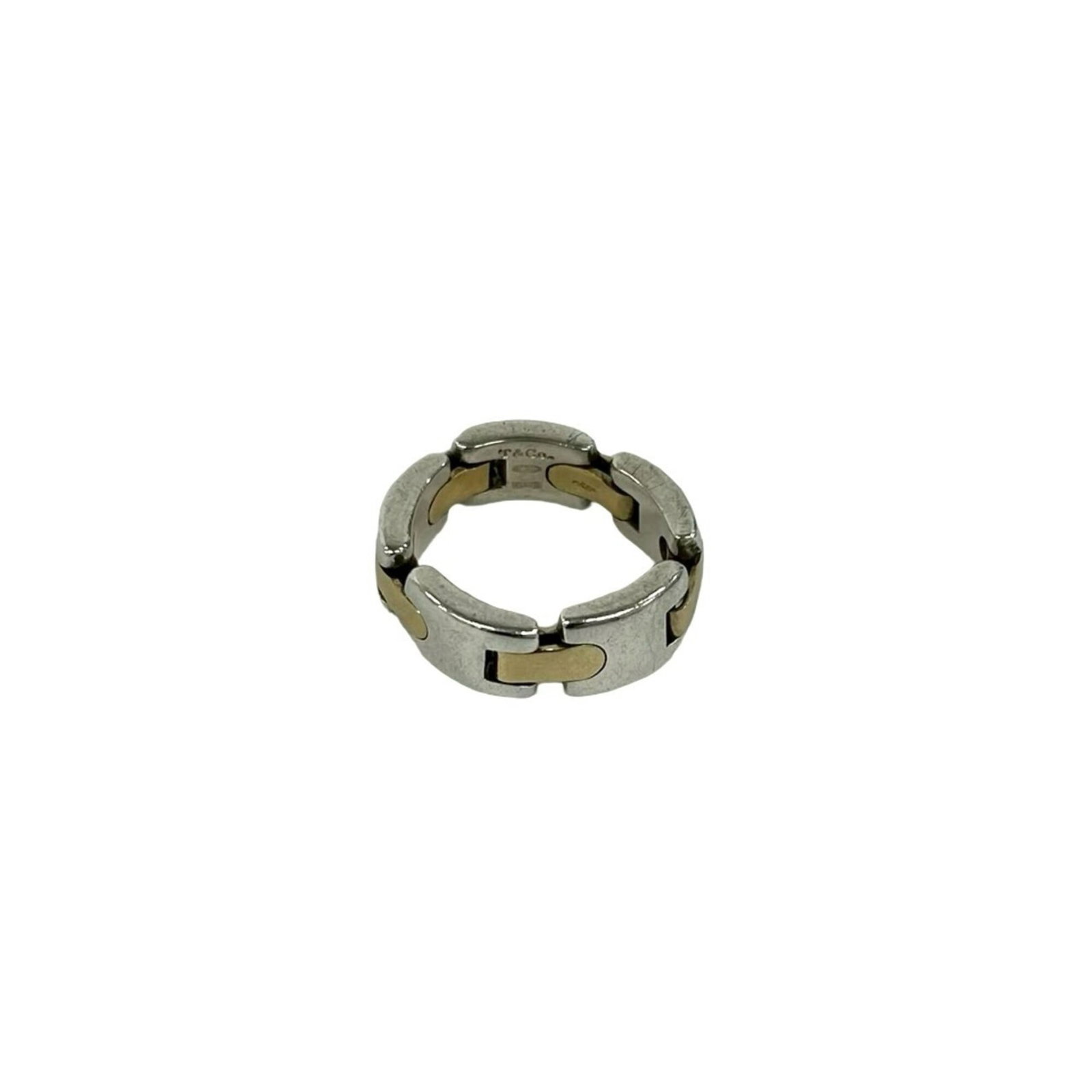 Tiffany Band Ring Silver 925 Yellow Gold (18K): Tiffany Band Ring Silver 925 Yellow Gold (18K) Silver 925, yellow gold (18K) band ring from Tiffany, available in US size 6.5 and Japanese size 12. This elegant ring features a classic design with a