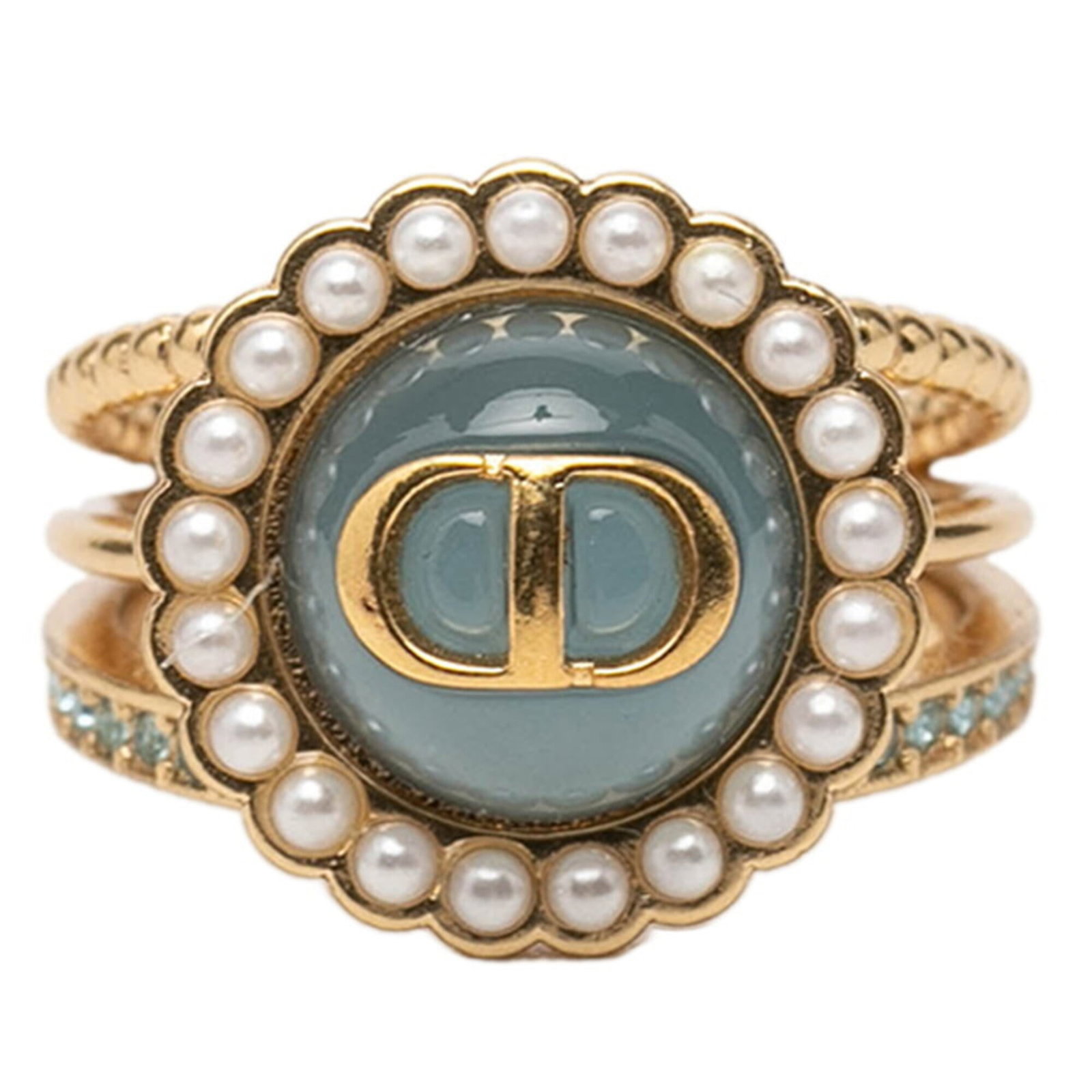 Christian Dior Band Ring Rhinestone: Christian Dior Band Ring Rhinestone Christian Dior Band Ring Rhinestone features a gold band adorned with rhinestones, making it a statement piece for women. The US size 5.5 and JP size 10 offer