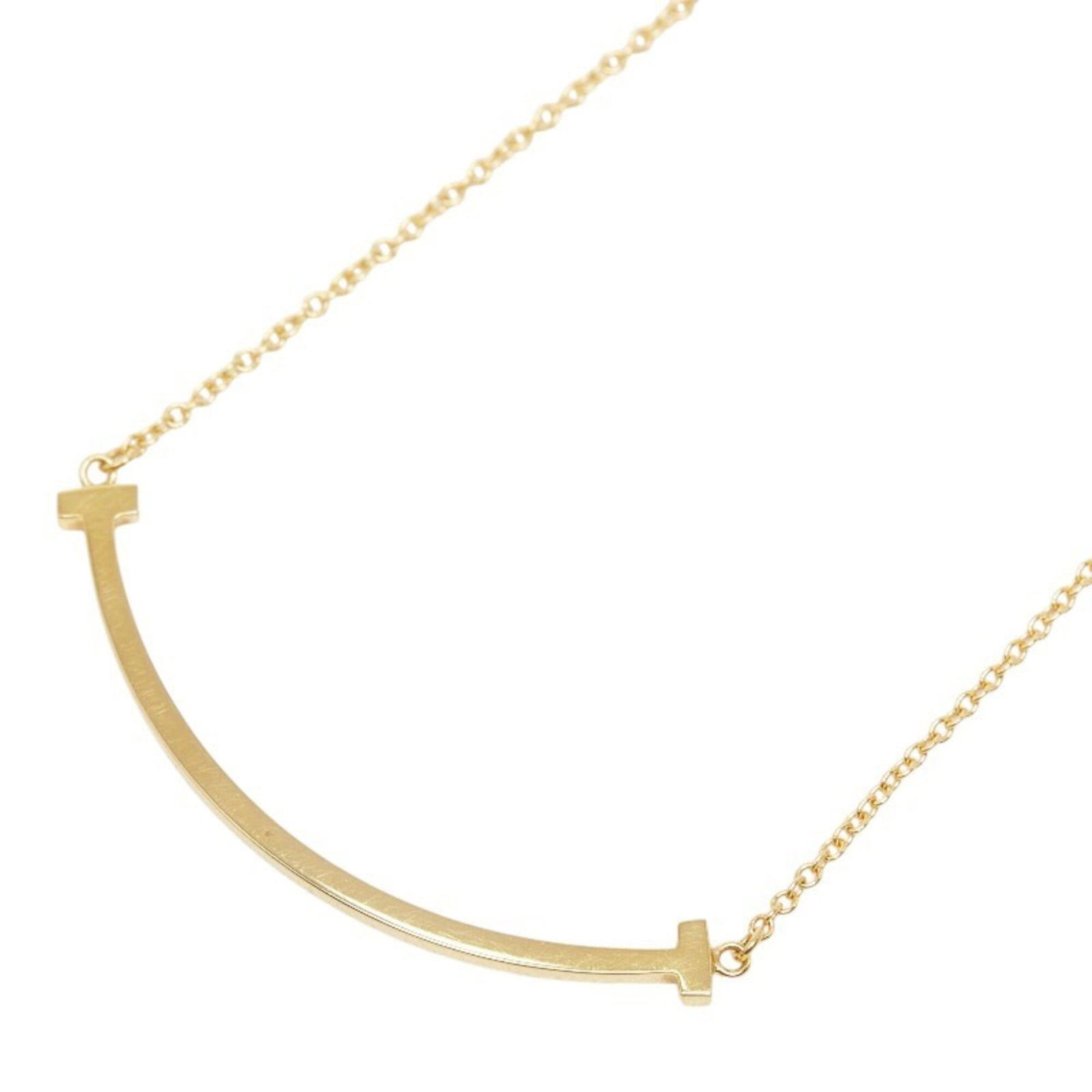 Tiffany & Co. T Smile Small Chain Pendant Necklace 18K Yellow Gold (Au750) Women'S. (1 of 7)