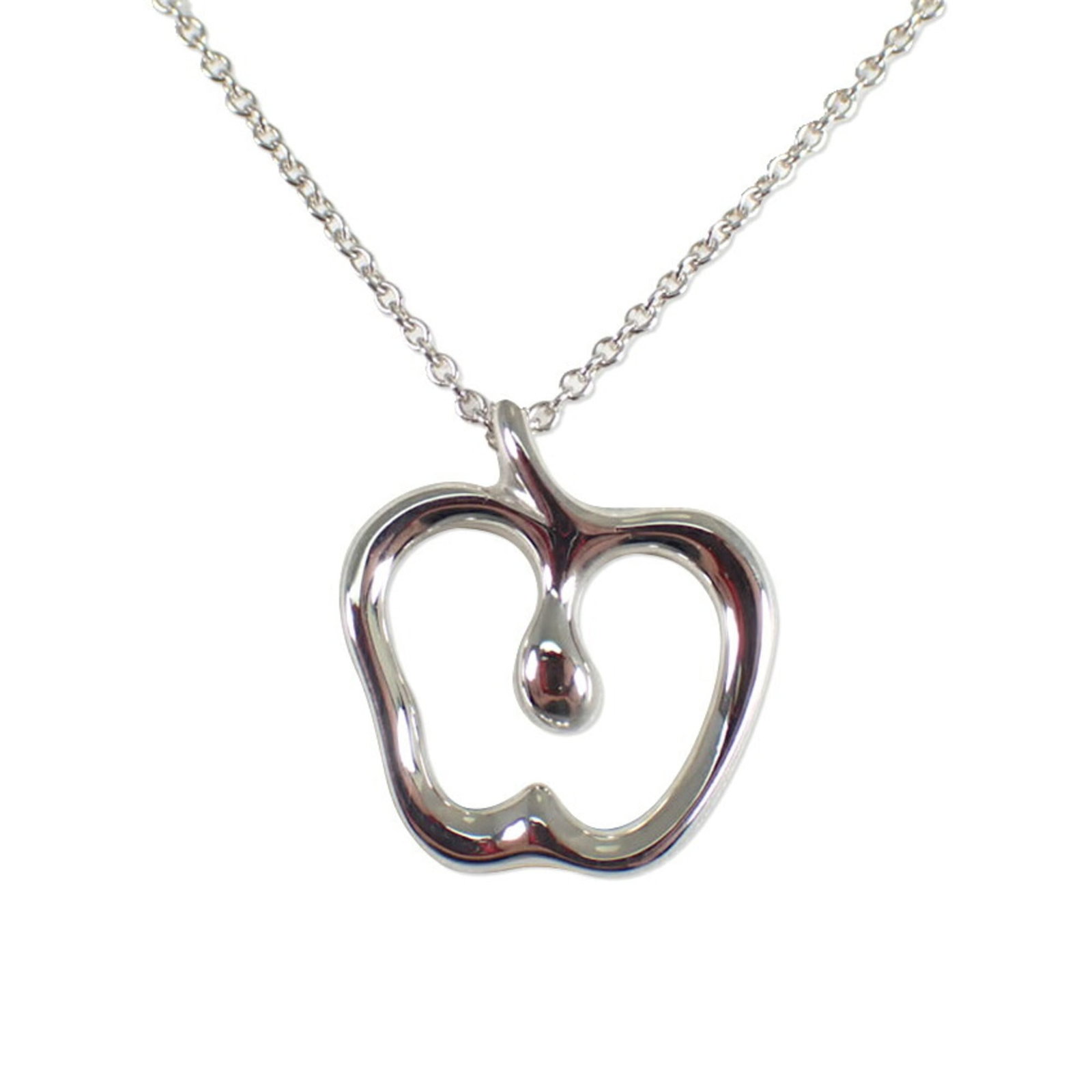Tiffany & Co. 925 Apple Pendant Necklace: Tiffany & Co. 925 Apple Pendant Necklace Sterling silver 925 Apple Pendant Necklace from Tiffany & Co., featuring a classic design with a pendant size of 17.6mm x 16mm, suspended from a 41 cm /