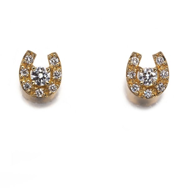 Vendome Earrings Diamond Horseshoe 18K 750 Yellow Gold: Vendome Earrings Diamond Horseshoe 18K 750 Yellow Gold 18K yellow gold stud earrings showcase a natural diamond set within a horseshoe design, creating a striking and elegant look. The diamonds are