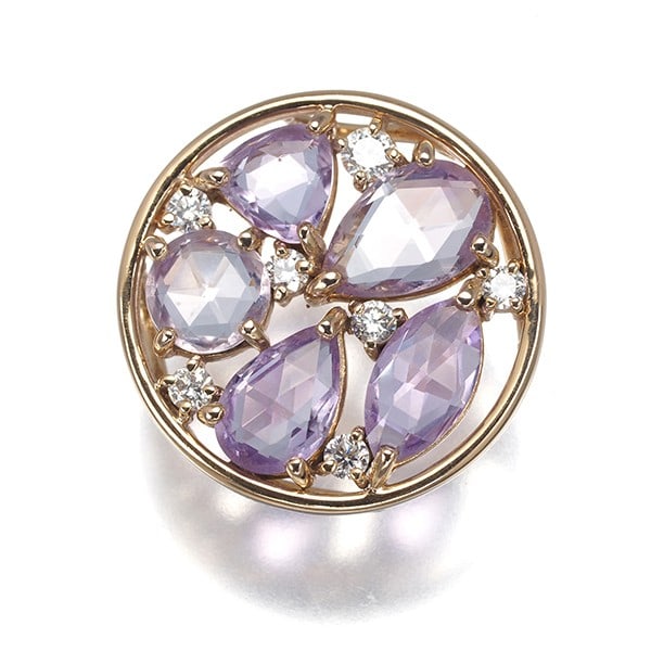 Amethyst 2.40Ct Diamond 0.18Ct Rose-Cut Pendant 18K 750 Rose Gold (1 of 3)