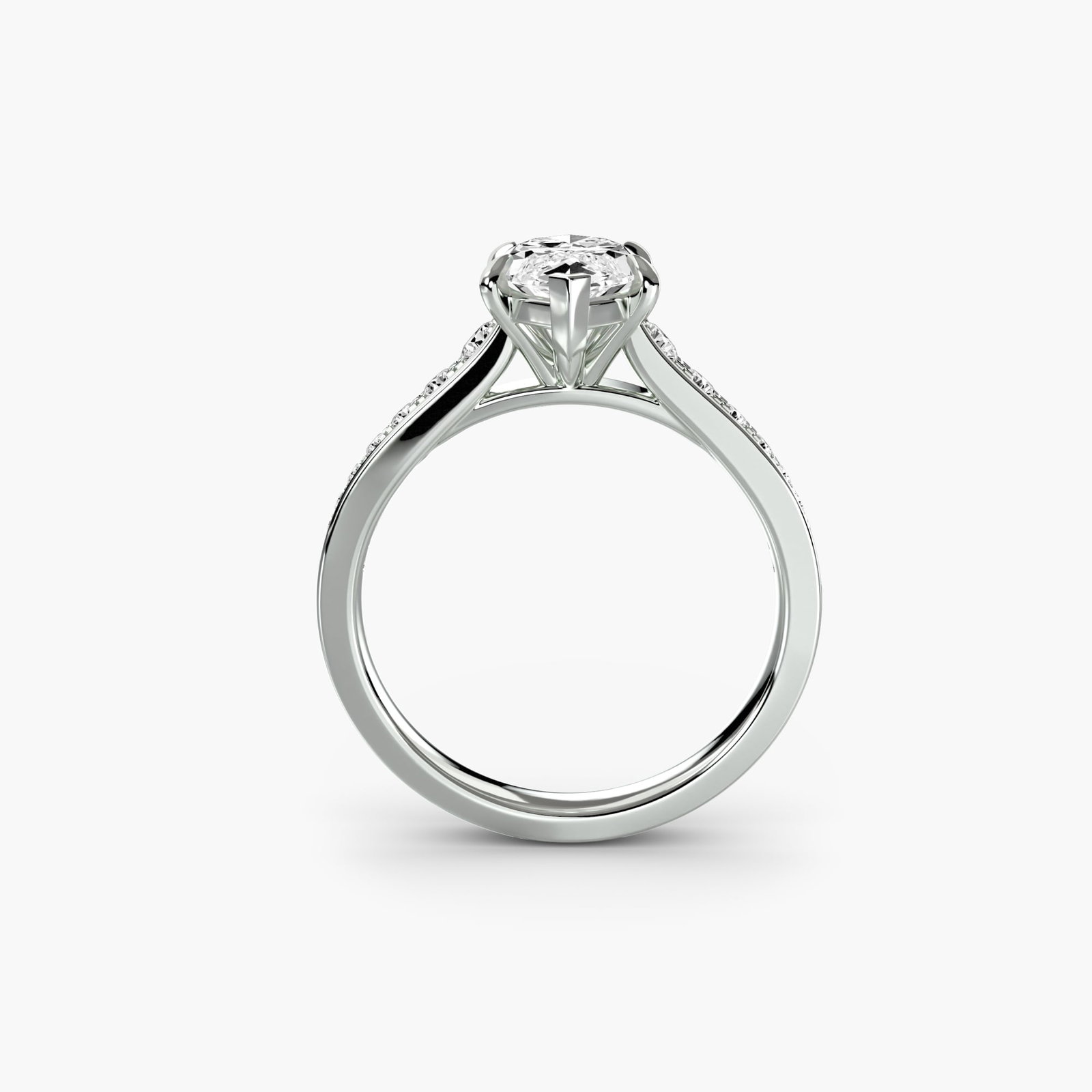 Pave Marquise 14Kt White Gold Ring Setting: Pave Marquise 14Kt White Gold Ring Setting Pave marquise setting in 14Kt white gold, featuring 16 side stones totaling 0.283 carats, set against a band with a width of 2.4mm. This new ring setting sho