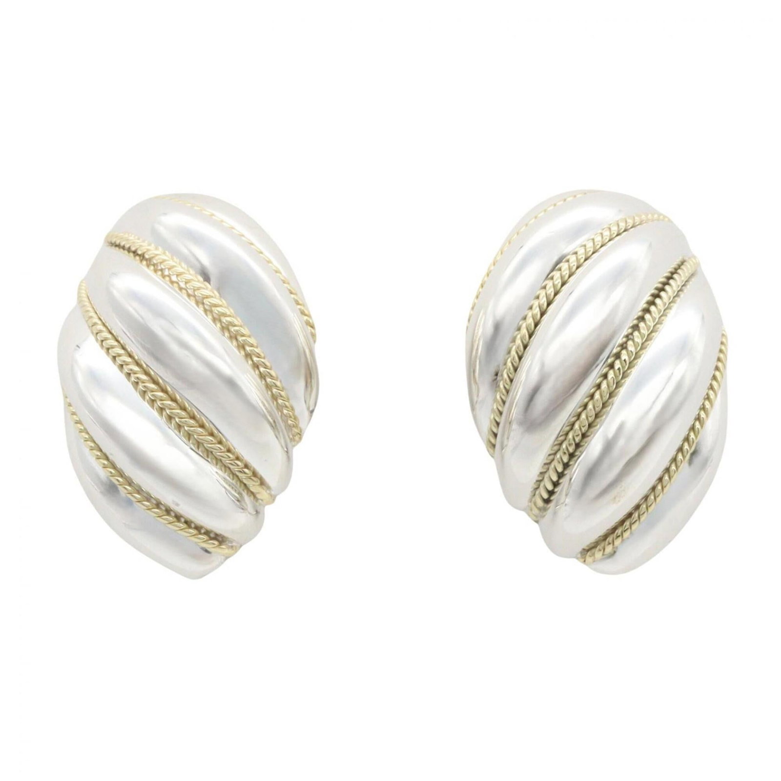 Tiffany Clip earrings Silver 925 Yellow gold 18k: Tiffany Clip earrings Silver 925 Yellow gold 18k Silver and yellow gold 18k clip earrings from Tiffany, crafted with high-quality materials. Measuring 20mm x 13mm, these elegant earrings feature a