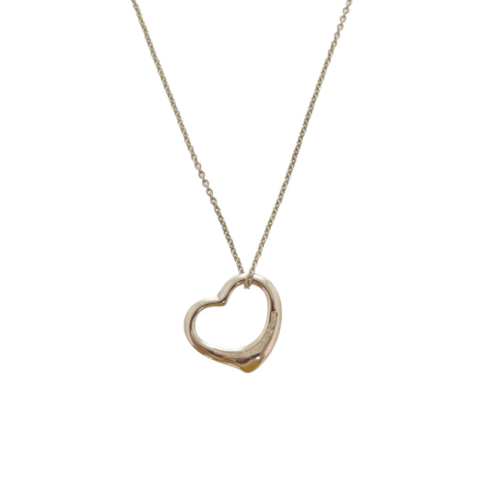 Open Heart Elsa Peretti Sterling Silver Tiffany Necklace Condition Excellent: Open Heart Elsa Peretti Sterling Silver Tiffany Necklace Condition Excellent Sterling silver Tiffany necklace with an excellent condition open heart pendant, measuring 15mm x 15mm. This 40cm long neck