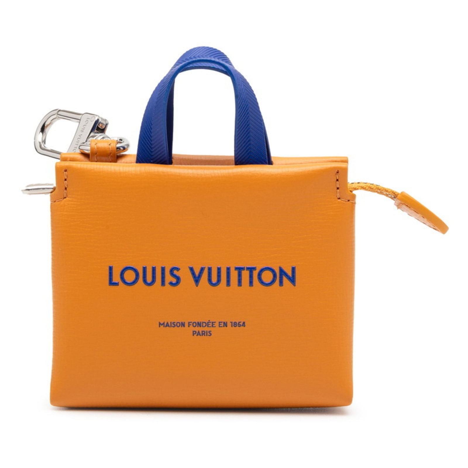 Handbag Charm Leather Louis Vuitton: Handbag Charm Leather Louis Vuitton The Louis Vuitton MPN M02699 Handbag Charm is a vibrant orange leather charm, measuring 115.00mm x 95.00mm in size. This charming accessory features the iconic Loui