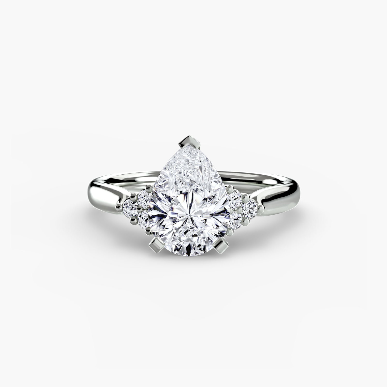 Solitaire Pear 14Kt White Gold Ring Setting - 2