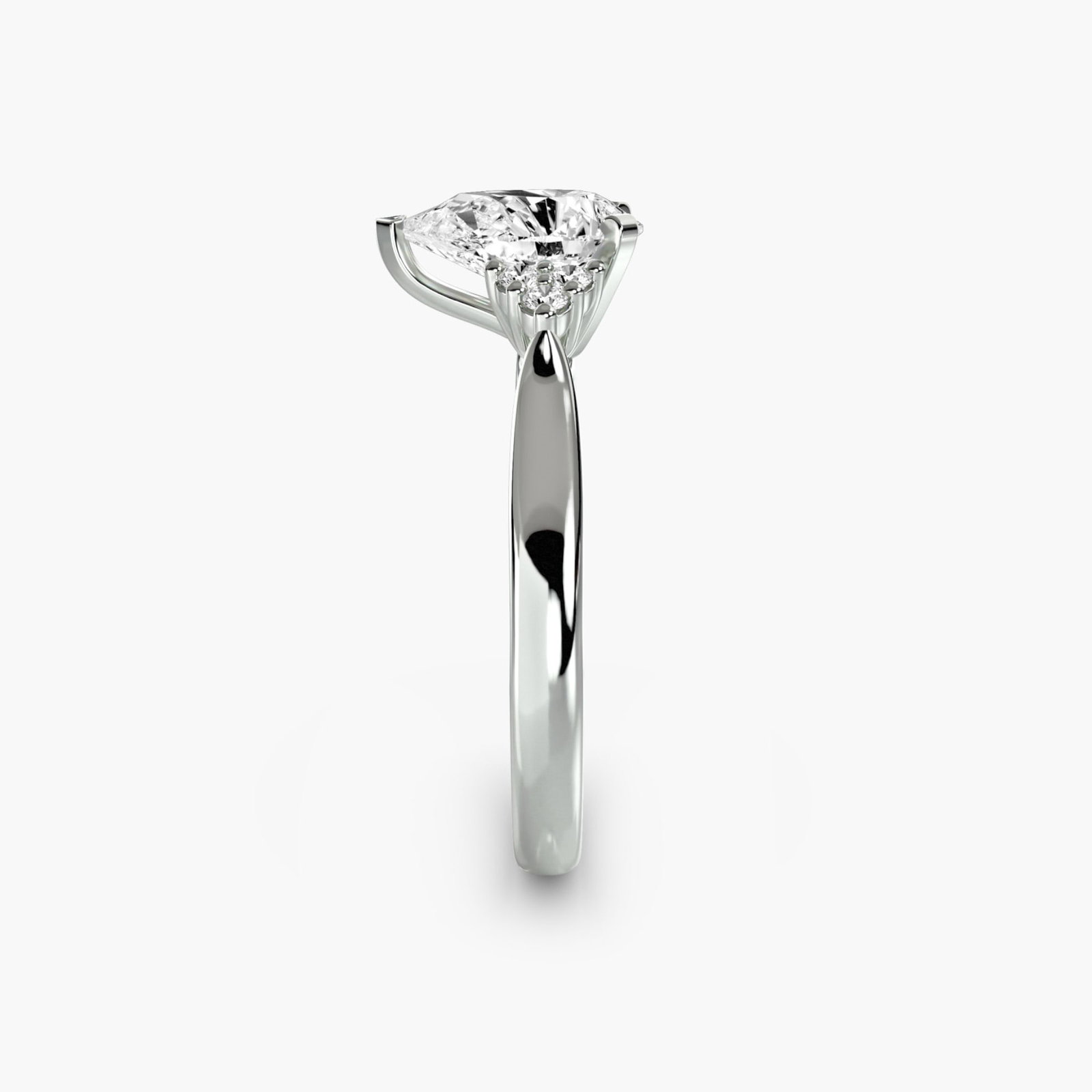 Solitaire Pear 14Kt White Gold Ring Setting - 3