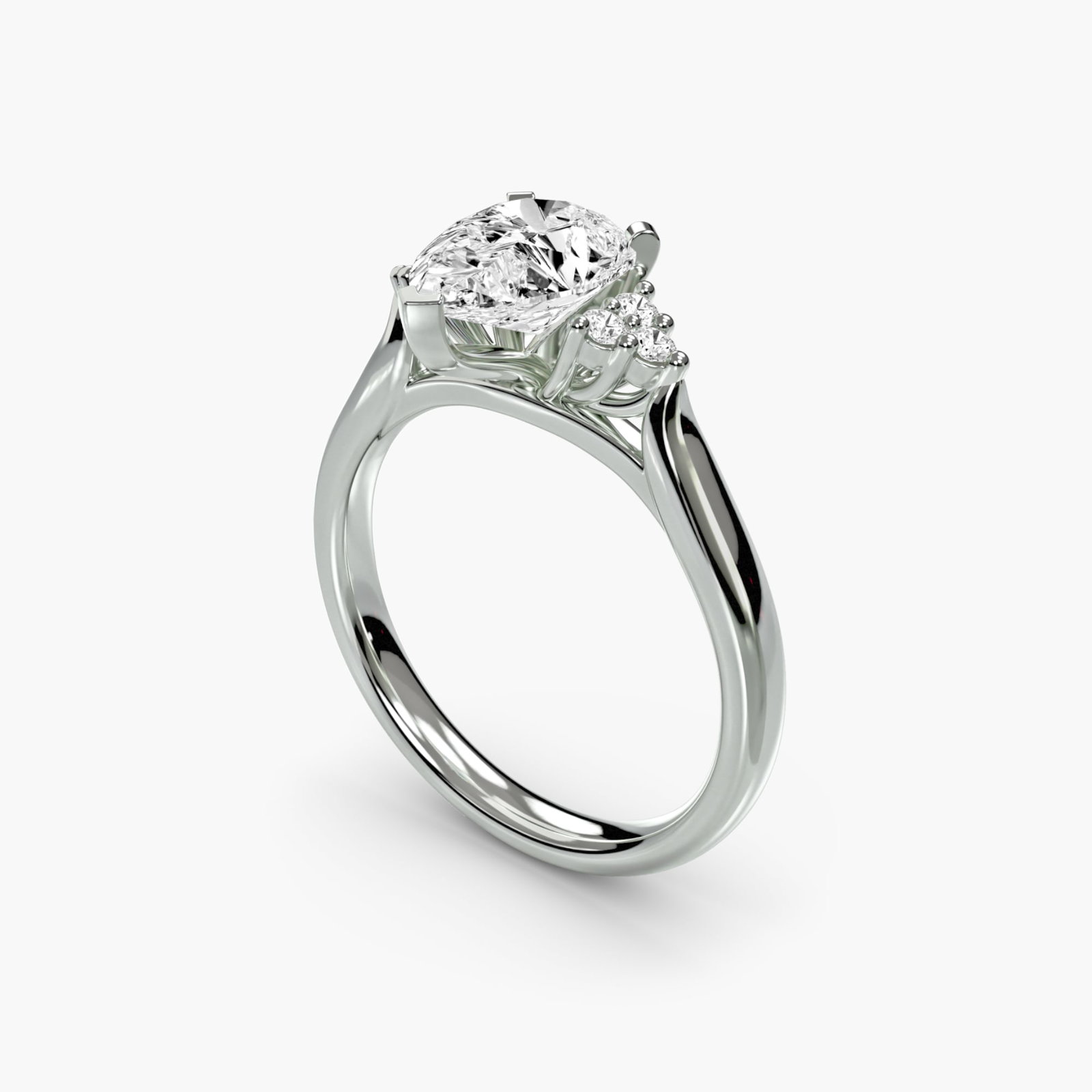 Solitaire Pear 14Kt White Gold Ring Setting - 5