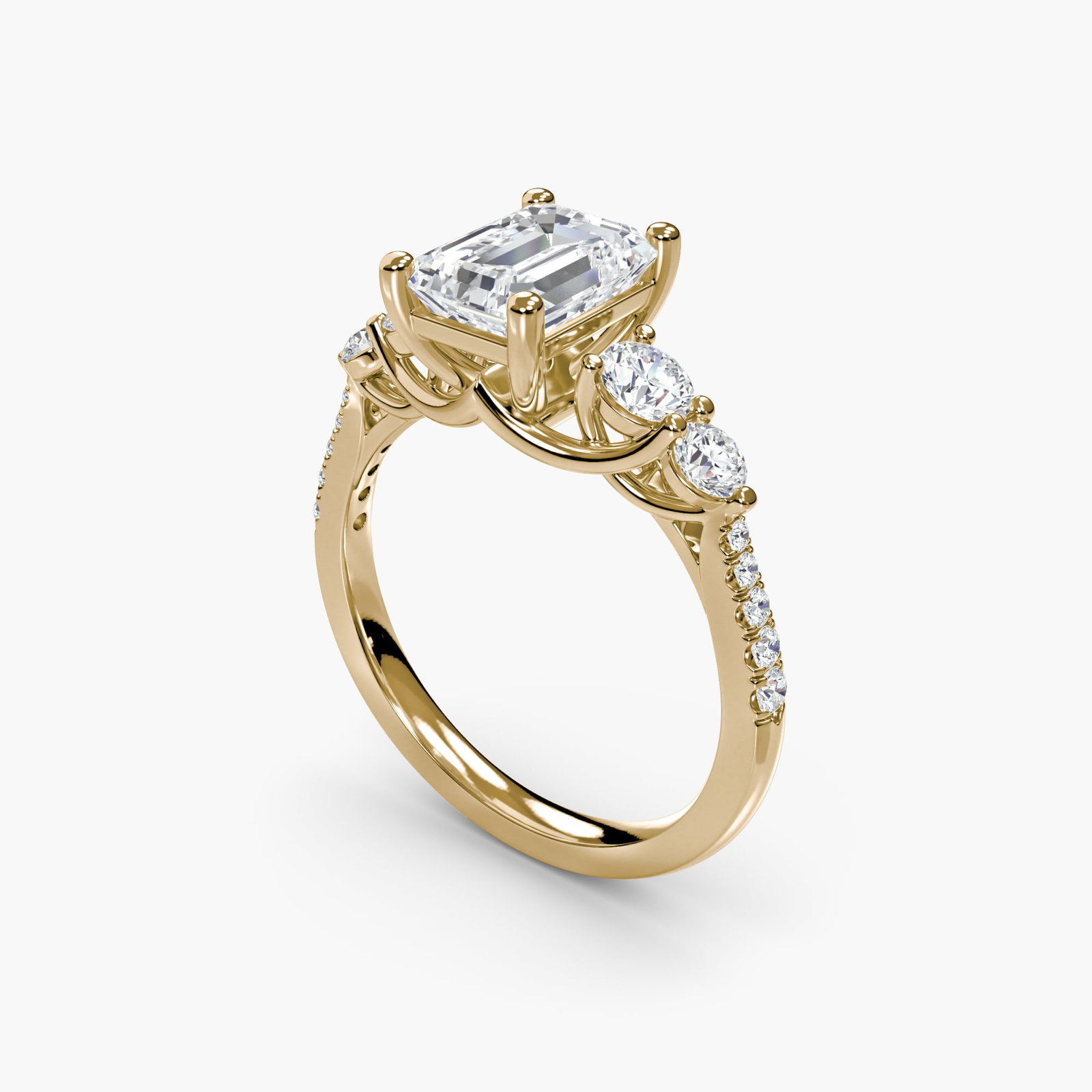 Pave Emerald 18Kt Yellow Gold Ring Setting - 5