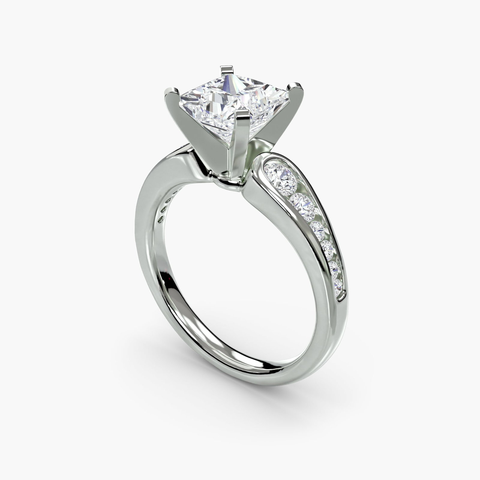 Pave Princess 950 Platinum Ring Setting - 5