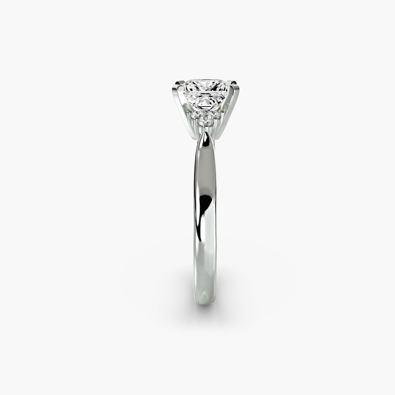 Solitaire Princess 18Kt White Gold Ring Setting - 3