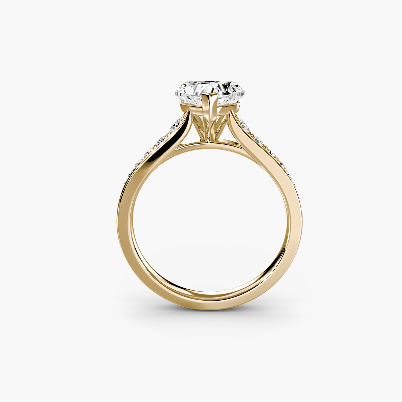Pave Heart 14Kt Yellow Gold Ring Setting: Pave Heart 14Kt Yellow Gold Ring Setting 14Kt Yellow Gold Pave Heart Ring Setting - A delicate pave heart ring setting, featuring 16 side stones totaling 0.283 carats, crafted from high-quality 14Kt