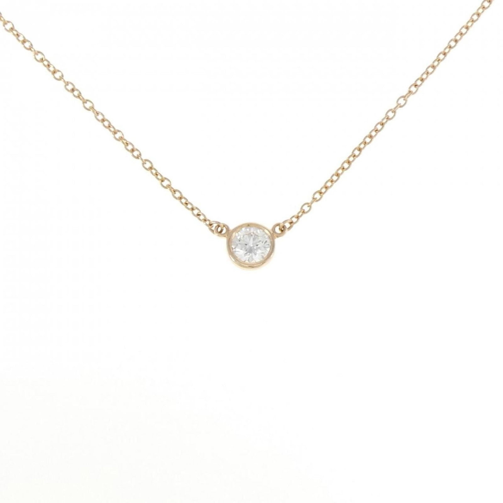 By Tiffany Yard Necklace: By Tiffany Yard Necklace Pink gold (18K) necklace featuring a diamond weighing 1.9g, set in a delicate design with a neck circumference of 41 cm and width of 1.1mm. This elegant piece showcases the be