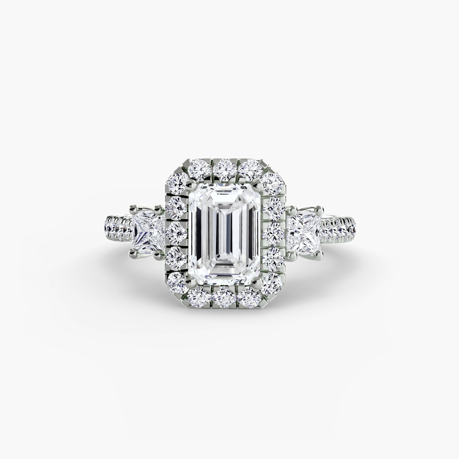 Halo Emerald 950 Platinum Ring Setting - 2